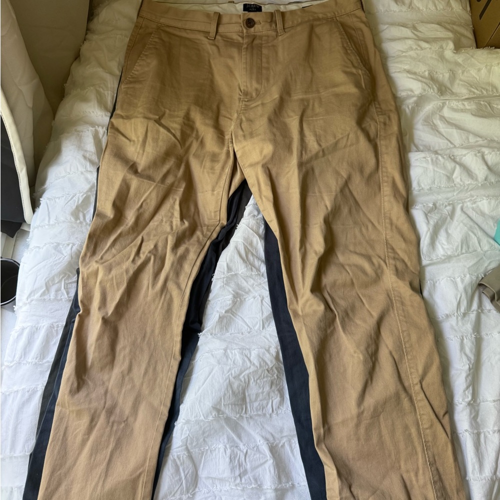 J. Crew Tan Chinos with Black Side Stripes